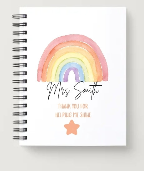Personalised A5 Rainbow Design Notebook