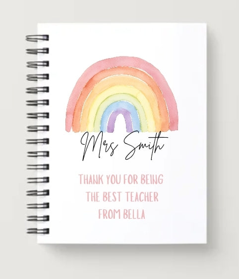 Personalised A5 Rainbow Design Notebook