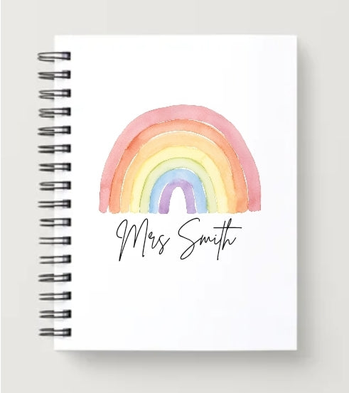 Personalised A5 Rainbow Design Notebook