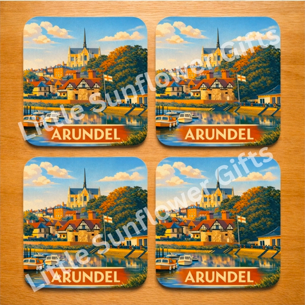 Arundel travel poster unframed or mdf coaster set