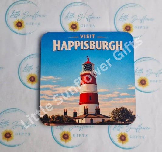 Happisburgh Lighthouse A4 Travel poster or MDF coaster set