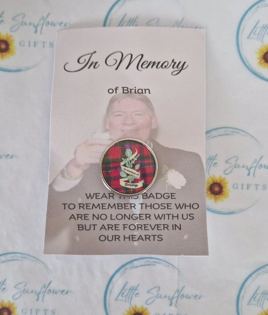 Memorial Commemorative Pin Badge with In Memory backing card