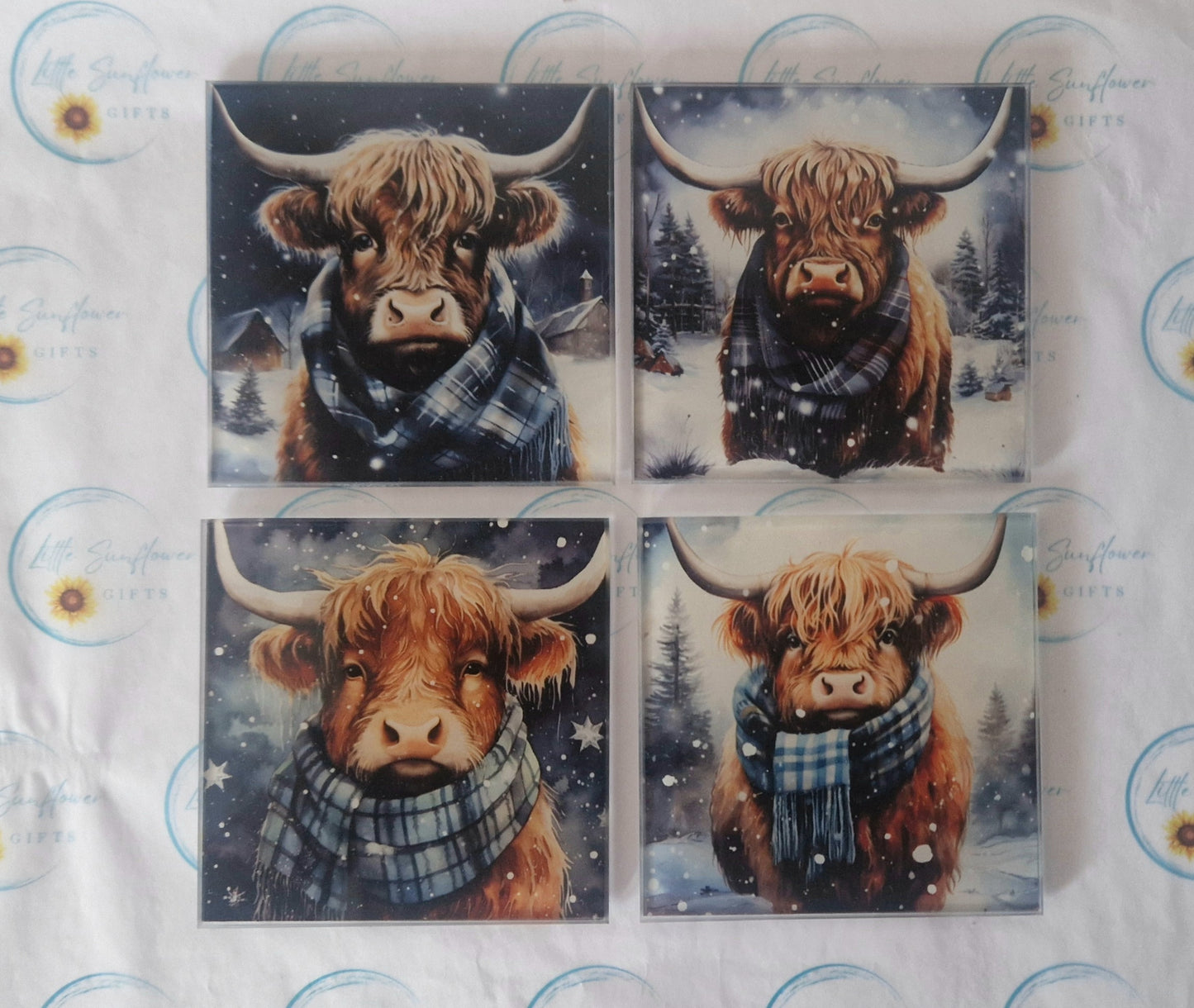 Glass Highland Coo Coasters