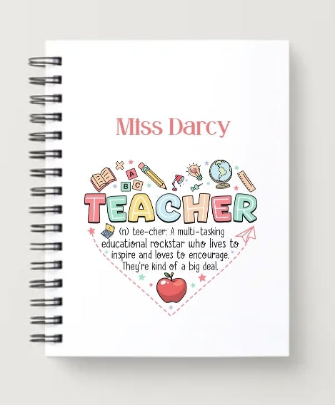 Personalised A5 teacher meaning Design Notebook