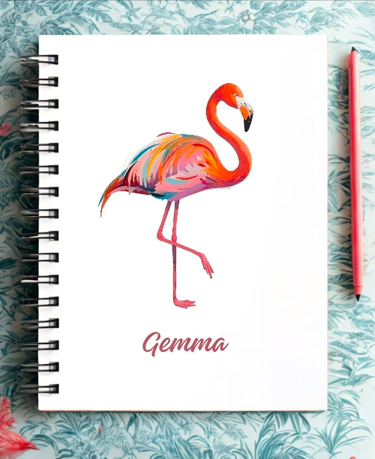 A5 flamingo design personalised notebook