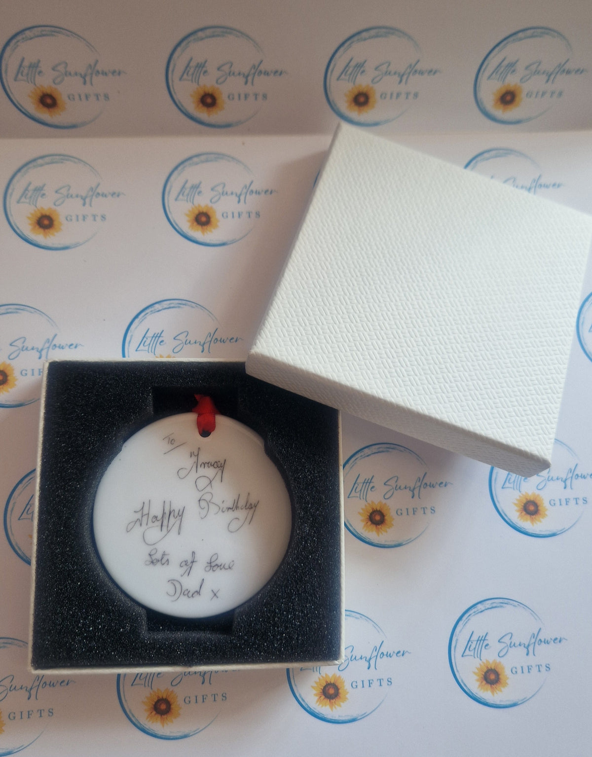 Handwritten ceramic keepsake decoration