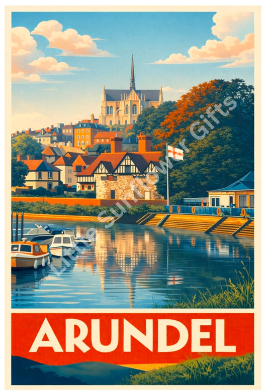 Arundel travel poster unframed or mdf coaster set