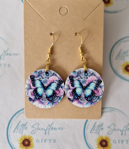 Round butterfly design earrings