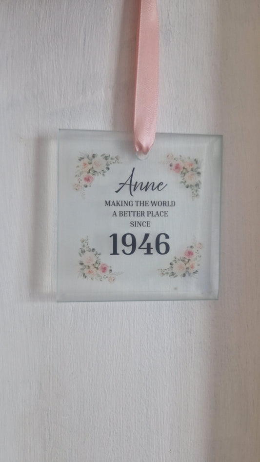 Glass birthday keepsake