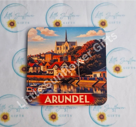 Arundel travel poster unframed or mdf coaster set